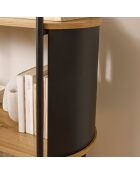 Estante alto Eklo de 5 niveles con efecto madera y laterales de metal negro, H.174 cm