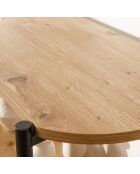 Estante alto Eklo de 5 niveles con efecto madera y laterales de metal negro, H.174 cm