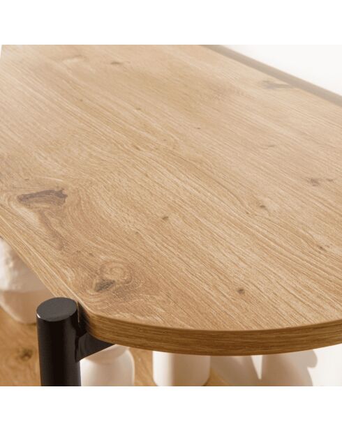 Estante alto Eklo de 5 niveles con efecto madera y laterales de metal negro, H.174 cm