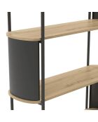 Estante alto Eklo de 5 niveles con efecto madera y laterales de metal negro, H.174 cm