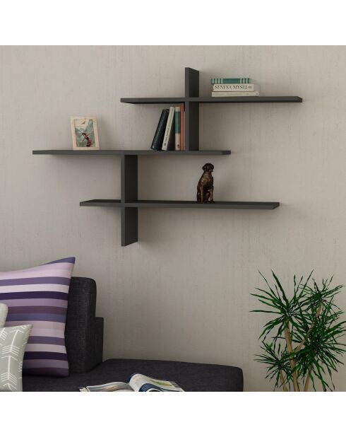 Étagère murale Leo suspendue noire - L.123 cm