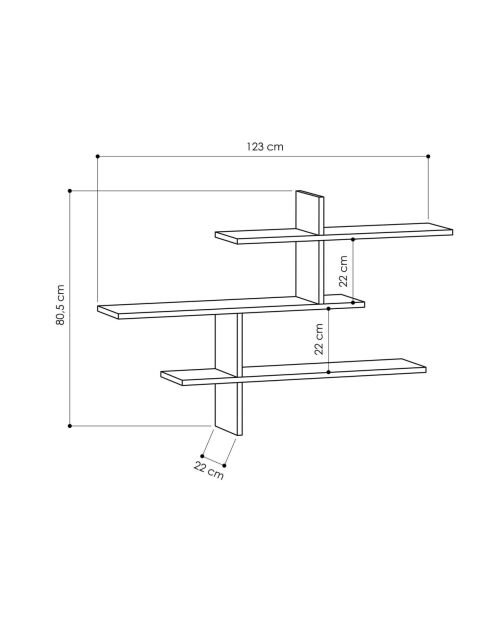 Étagère murale Leo suspendue noire - L.123 cm
