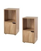 Set de 2 mesitas de noche Modu, 2 cajas, decoración de madera, 1 puerta