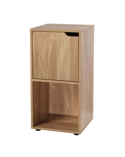 Set de 2 mesitas de noche Modu, 2 cajas, decoración de madera, 1 puerta