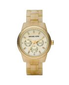 MK5039 horloge in goudkleurig hars, beige band