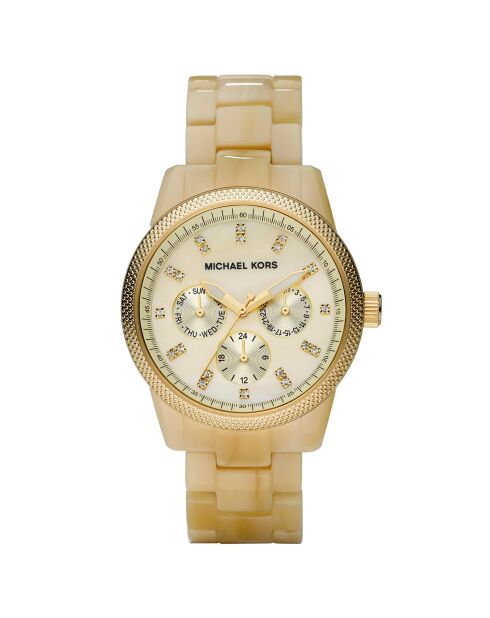 MK5039 horloge in goudkleurig hars, beige band