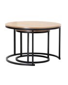 Lot de 2 tables basses Lenny gigognes rondes coloris bois clair et noir - L.70 cm