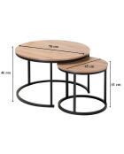 Lot de 2 tables basses Lenny gigognes rondes coloris bois clair et noir - L.70 cm