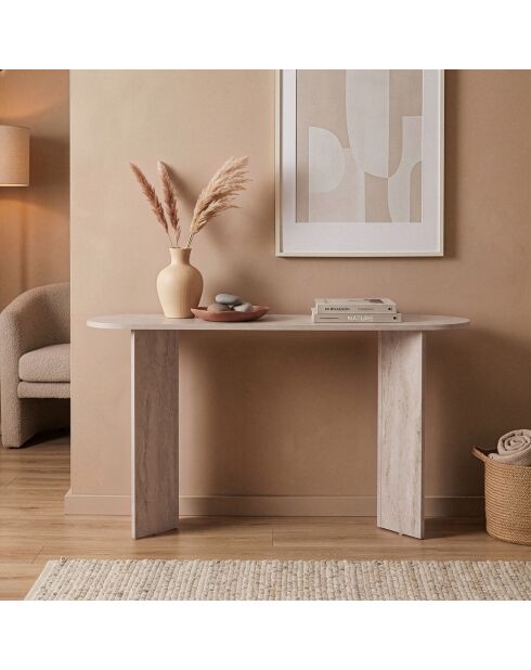Console Sira avec deux pieds décor bois clair - L.150 cm