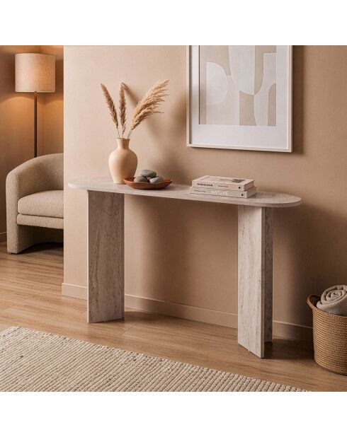 Console Sira avec deux pieds décor bois clair - L.150 cm