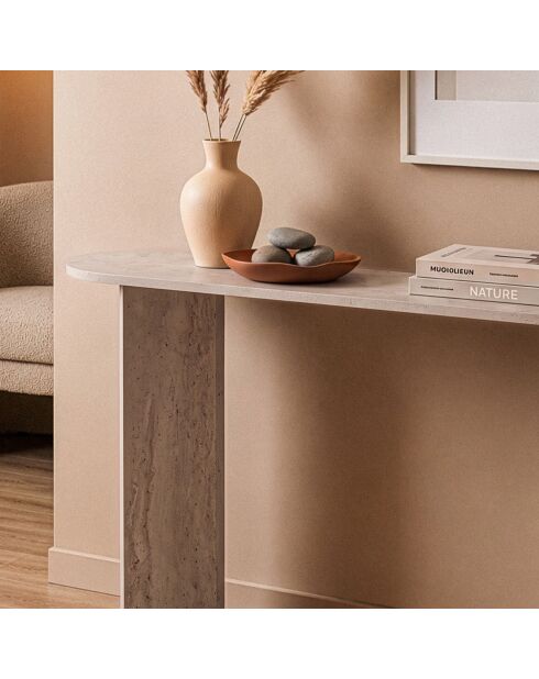 Console Sira avec deux pieds décor bois clair - L.150 cm