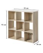 Estante de almacenamiento de 9 compartimentos en madera clara y colores blancos