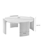 Tavolino rotondo Izia con piano effetto travertino e gambe effetto legno - D.80 cm