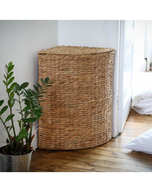 Panier à linge d'angle en jacinthe d'eau - H.66 cm