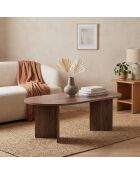 Mesita ovalada Iris con decoración de madera marrón - L.119 cm