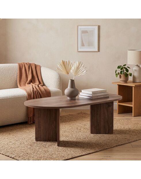 Table basse Iris ovale décor bois marron - L.119 cm