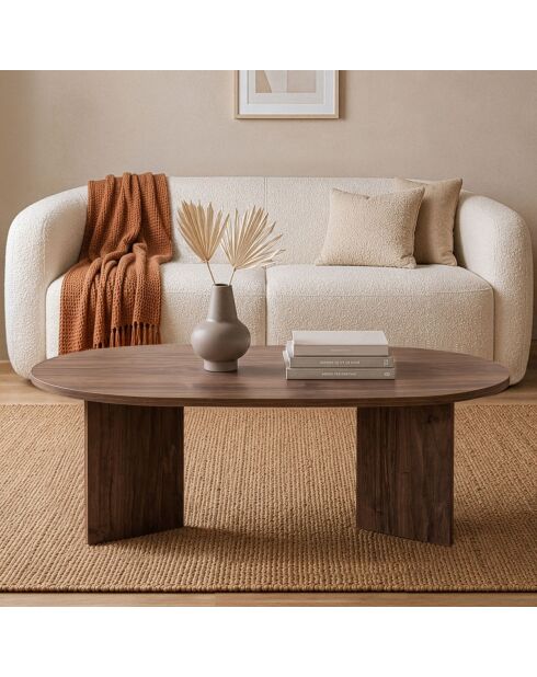 Table basse Iris ovale décor bois marron - L.119 cm