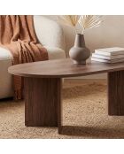 Mesita ovalada Iris con decoración de madera marrón - L.119 cm