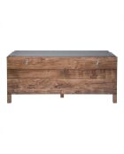 Banco para zapatos Liam 2 puertas correderas con hojas caladas en colores madera marrón y gris oscuro - L.112 cm