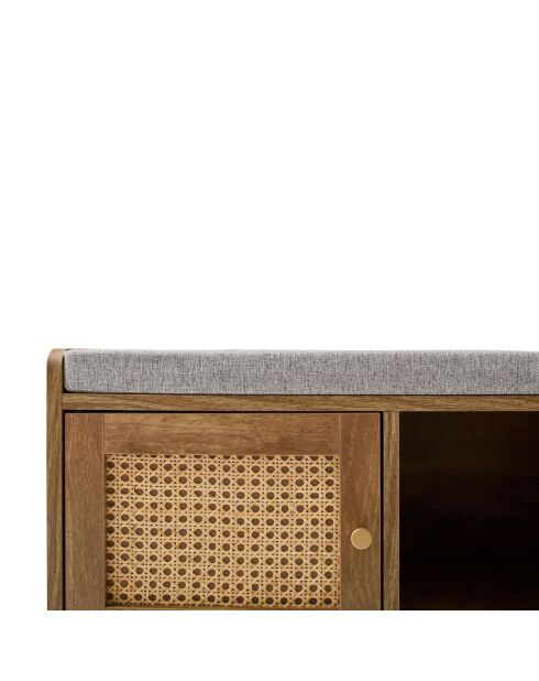 Banco de zapatos Palmo de 1 puerta con parte delantera de ratán - L.100 cm