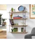 Étagère murale 4 niveaux décor bois - L.60 cm