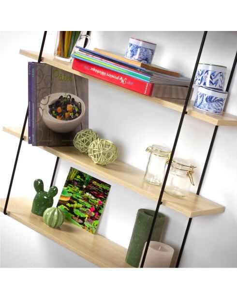 Étagère murale 4 niveaux décor bois - L.60 cm