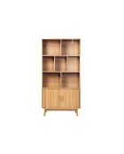 Bücherregal Ernest mit 2 Schiebetüren hellbraunes Holzdekor - H.158 cm