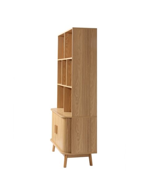Bücherregal Ernest mit 2 Schiebetüren hellbraunes Holzdekor - H.158 cm