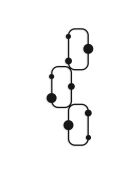 Porte-manteaux mural Lizzard 6 patères arrondies en métal noir - H.70 cm