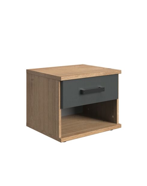Chevet 1 tiroir décor chêne et graphite - L.46 cm
