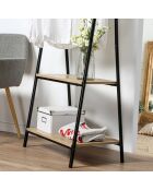 Tragbar mit 2 Regalen aus hellem Holz und schwarzen Farben im Industriestil