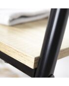 Tragbar mit 2 Regalen aus hellem Holz und schwarzen Farben im Industriestil