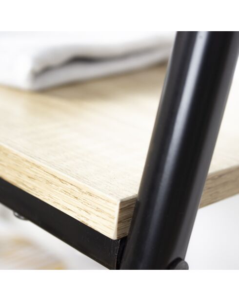 Tragbar mit 2 Regalen aus hellem Holz und schwarzen Farben im Industriestil
