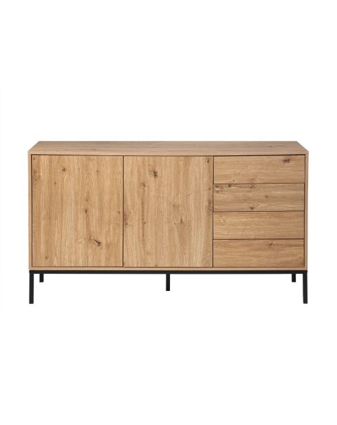 Aparador Lenny con 2 puertas y 4 cajones, decoración en madera, L.140 cm