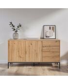 Aparador Lenny con 2 puertas y 4 cajones, decoración en madera, L.140 cm