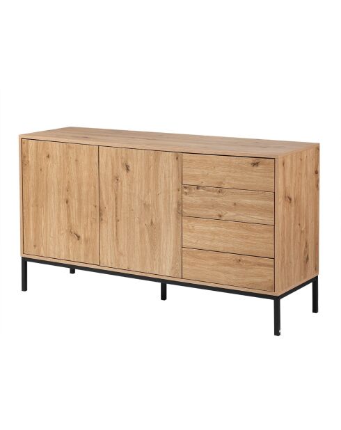 Aparador Lenny con 2 puertas y 4 cajones, decoración en madera, L.140 cm