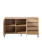 Aparador Lenny con 2 puertas y 4 cajones, decoración en madera, L.140 cm