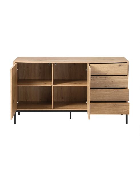 Aparador Lenny con 2 puertas y 4 cajones, decoración en madera, L.140 cm