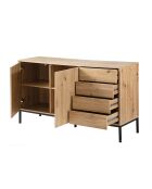 Aparador Lenny con 2 puertas y 4 cajones, decoración en madera, L.140 cm