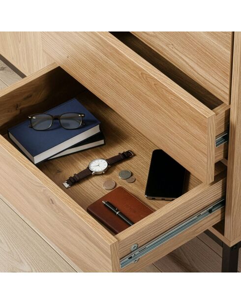 Aparador Lenny con 2 puertas y 4 cajones, decoración en madera, L.140 cm