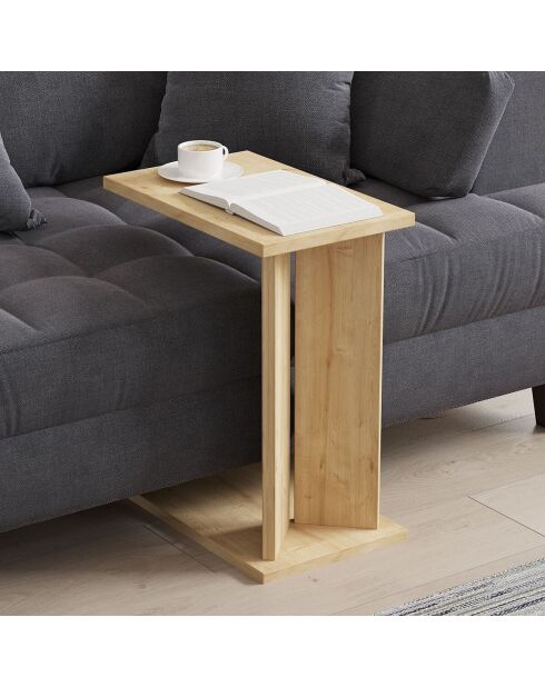 Bout de canapé Lun avec tablette décor bois clair