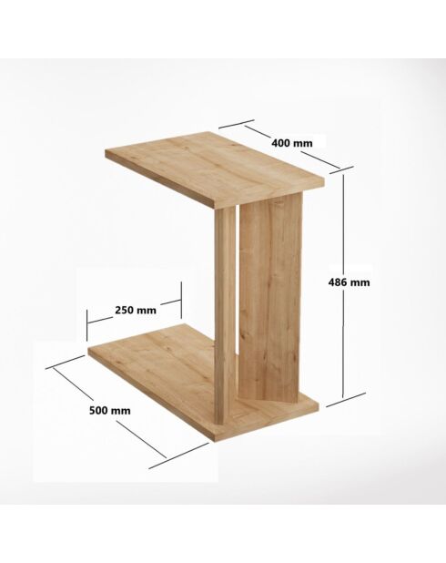 Bout de canapé Lun avec tablette décor bois clair