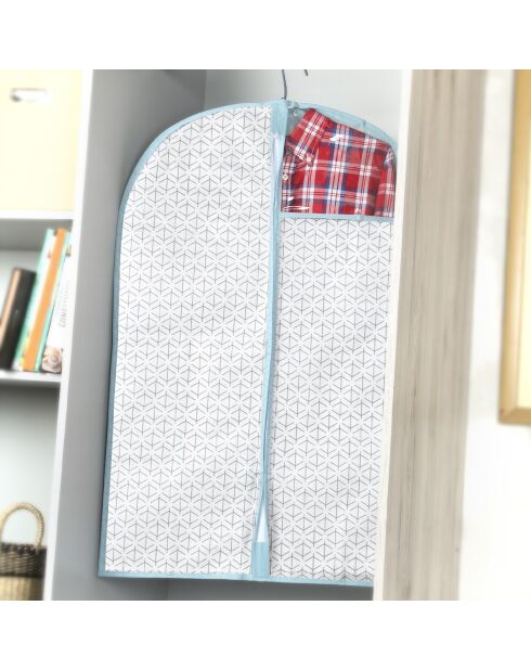 Set de 2 fundas para ropa blanca y azul - H.90 cm