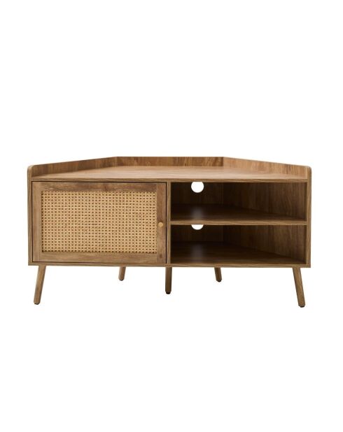 Palmo 1-türiger Eck-TV-Ständer mit Rattanfront, L.120 cm