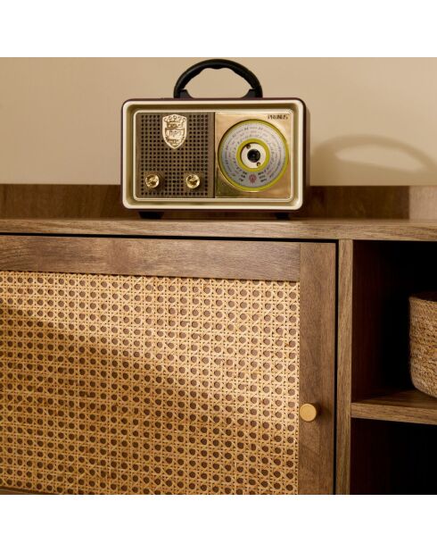 Palmo 1-türiger Eck-TV-Ständer mit Rattanfront, L.120 cm