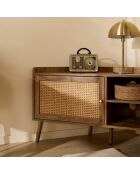 Palmo 1-türiger Eck-TV-Ständer mit Rattanfront, L.120 cm
