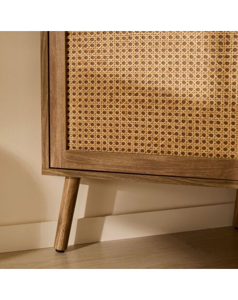 Palmo 1-türiger Eck-TV-Ständer mit Rattanfront, L.120 cm