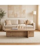 Tavolino Harbor con piano rettangolare e gamba asimmetrica con decoro in rovere zaffiro - L.120 cm