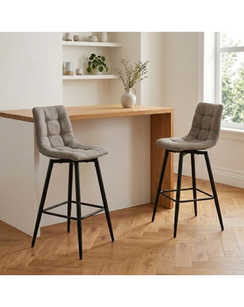 Tabourets Sia rembourrés en tissu chiné marron, lot de 2 - H.94 cm