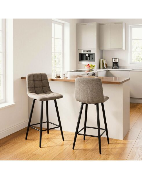 Tabourets Sia rembourrés en tissu chiné marron, lot de 2 - H.94 cm